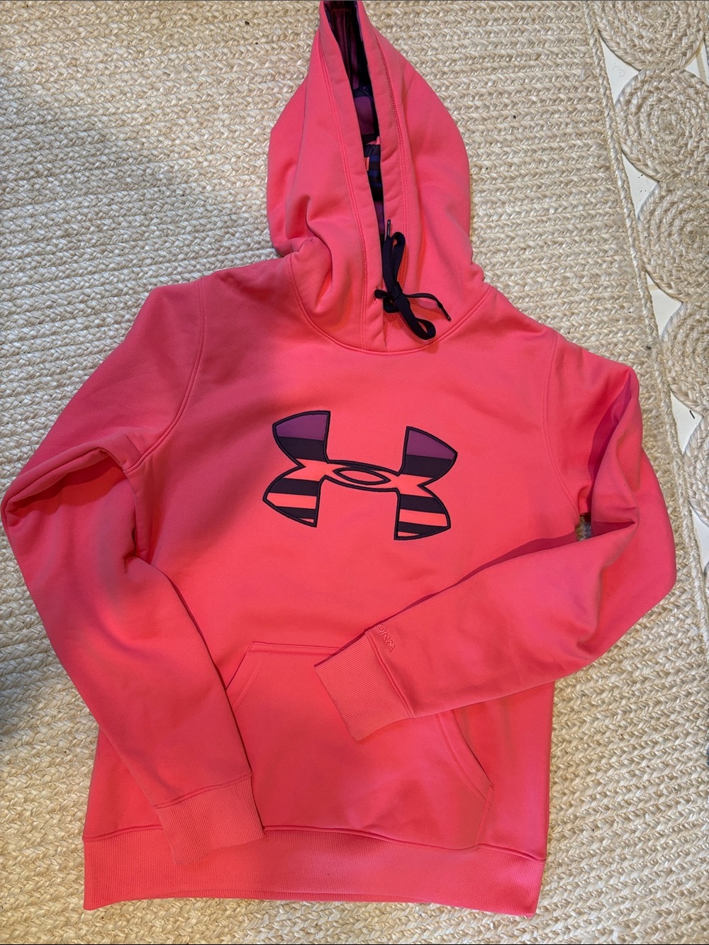 Under Armour Hot Pink Pullover Hoodie with Black Logo